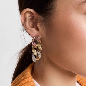 Oscar de la Renta Crystal Curb-Chain Earrings